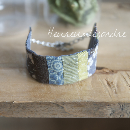 Bracelet patchwork brodé main