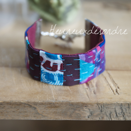 Bracelet patchwork brodé main