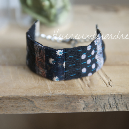 Bracelet patchwork brodé main