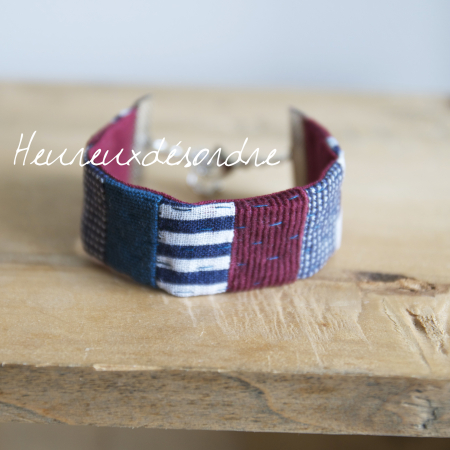 Bracelet patchwork brodé main