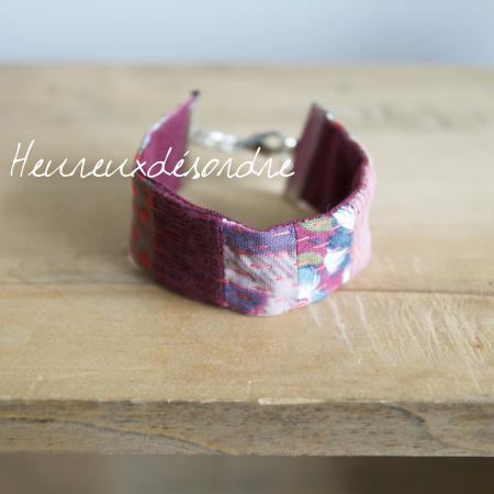 Bracelet patchwork brodé main